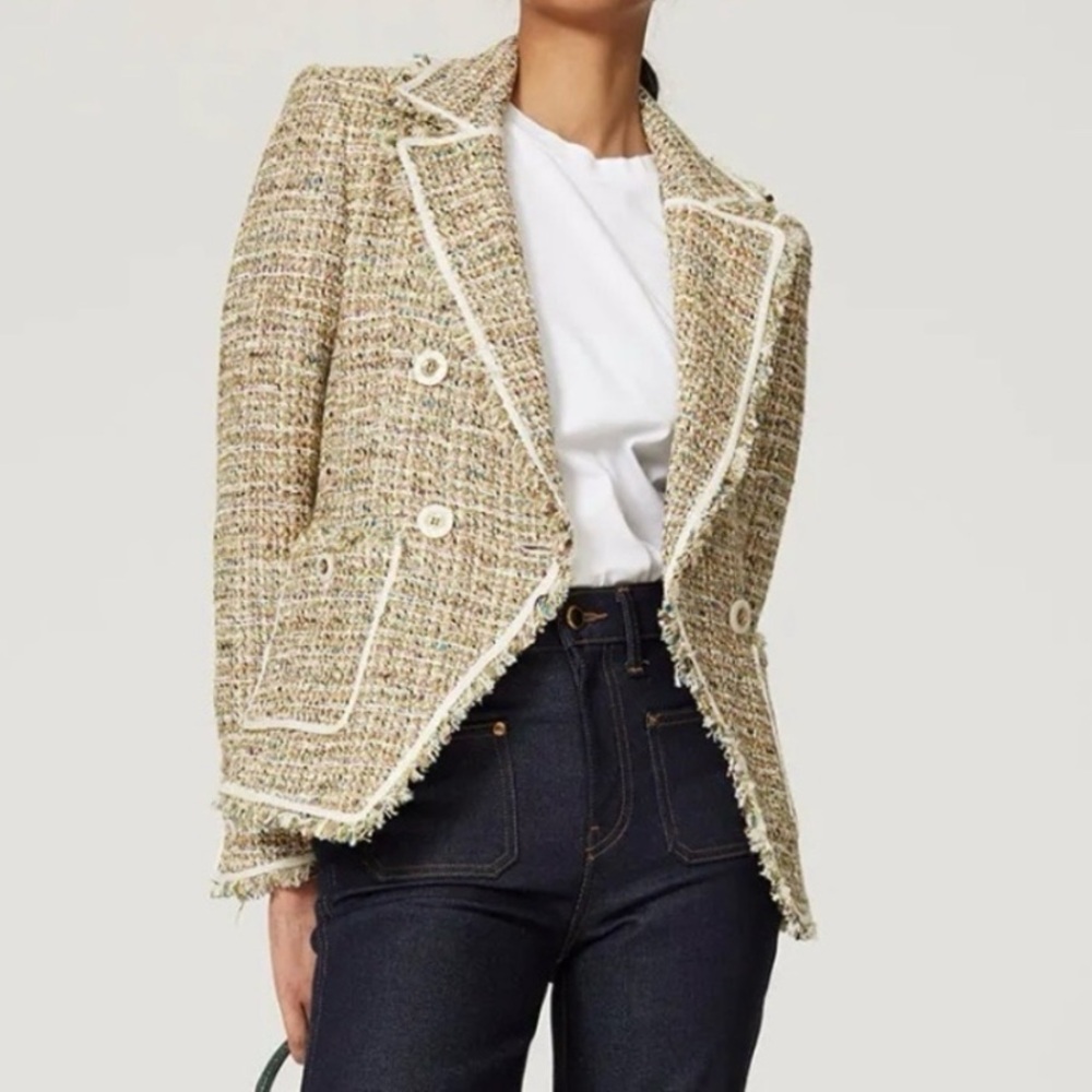 Veronica Beard Cream and White Theron Tweed
Double Breasted Blazer